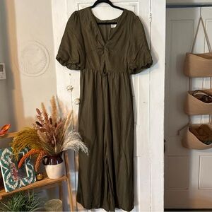 Olive Green Wide Leg Jumpsuit